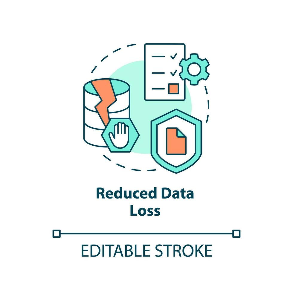 Reduced data loss concept icon. Improve information storage. Reliable database abstract idea thin line illustration. Isolated outline drawing. Editable stroke vector