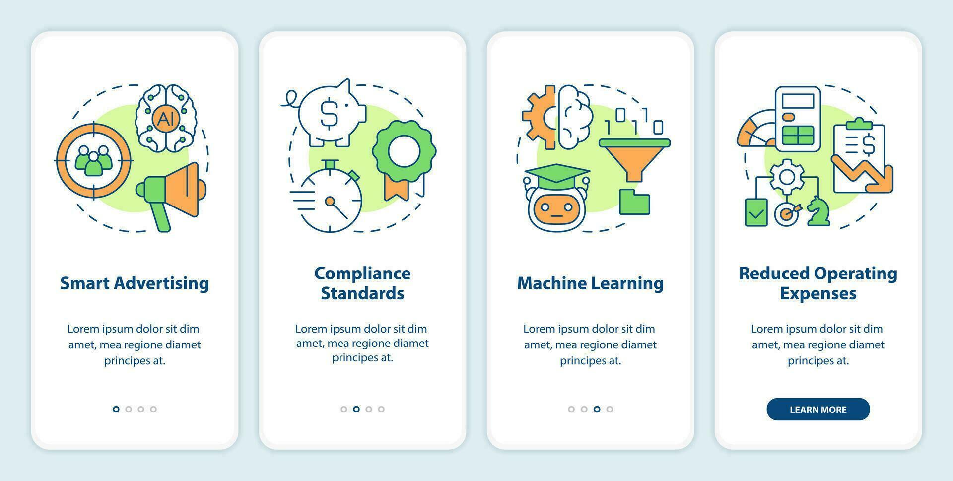 beneficios de datos administración sistemas inducción móvil aplicación pantalla. recorrido 4 4 pasos editable gráfico instrucciones con lineal conceptos. ui, ux, gui plantilla vector