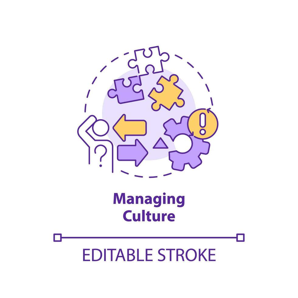 Managing culture concept icon. Employees motivation. Data governance challenge abstract idea thin line illustration. Isolated outline drawing. Editable stroke vector