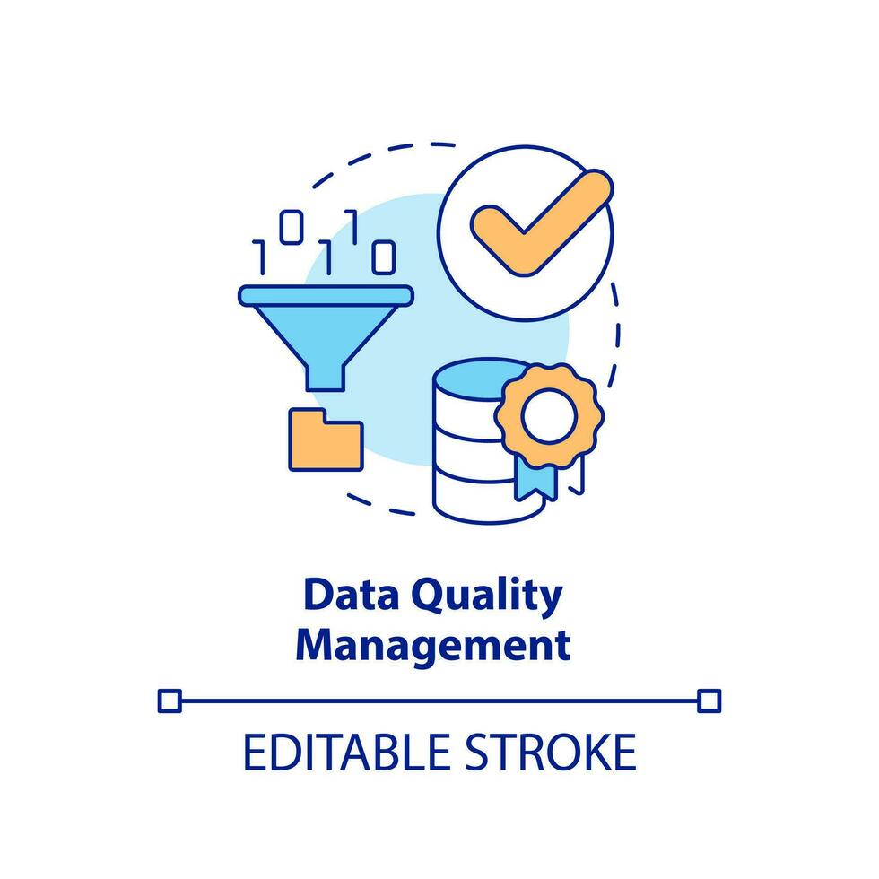 Data quality management concept icon. Reliable database. Organizing information abstract idea thin line illustration. Isolated outline drawing. Editable stroke vector