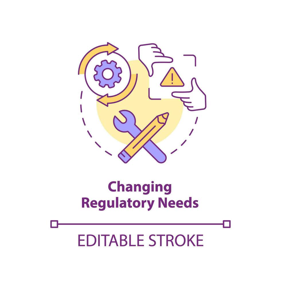 Changing regulatory needs concept icon. Compliance management. Business challenges abstract idea thin line illustration. Isolated outline drawing. Editable stroke vector