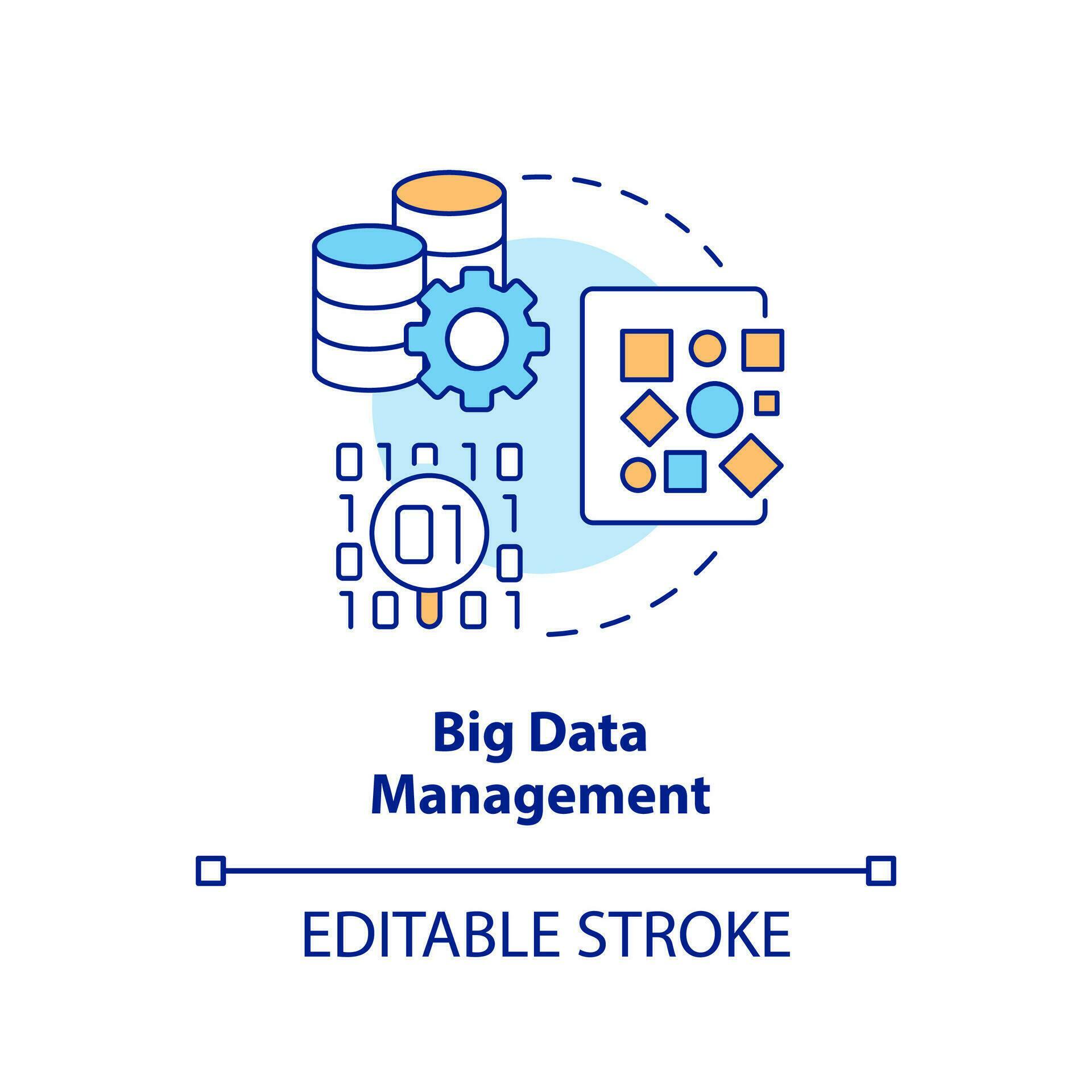 Big data management concept icon. Massive information storage