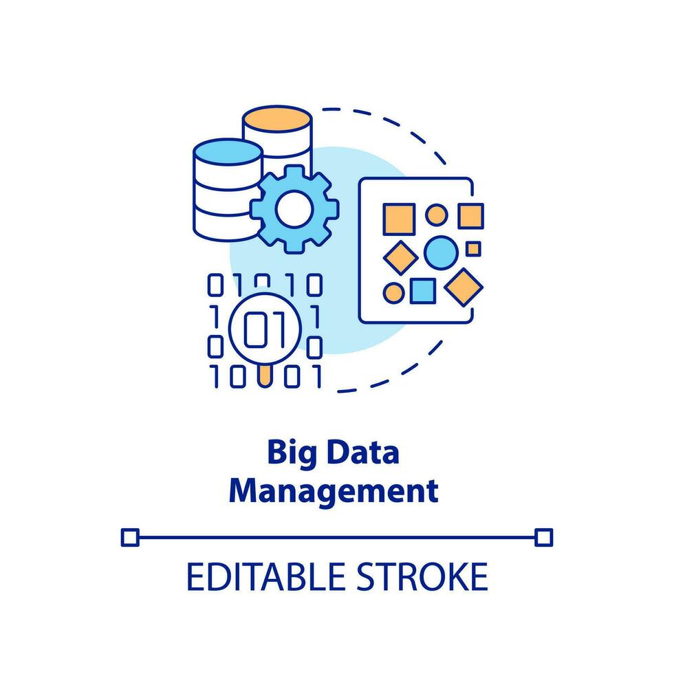 Big data management concept icon. Massive information storage. Optimization process abstract idea thin line illustration. Isolated outline drawing. Editable stroke vector