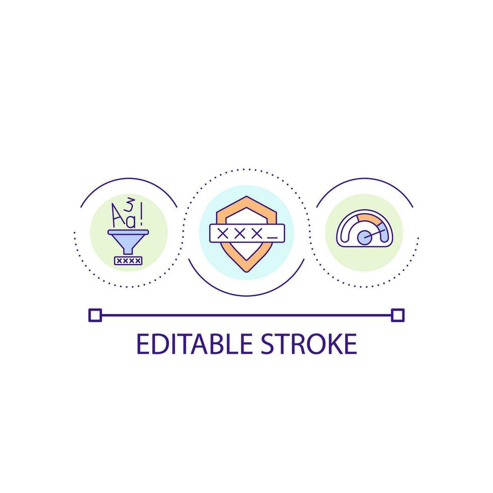 Reliable password loop concept icon. Strong login data. Digital security. Prevent hacking abstract idea thin line illustration. Isolated outline drawing. Editable stroke vector