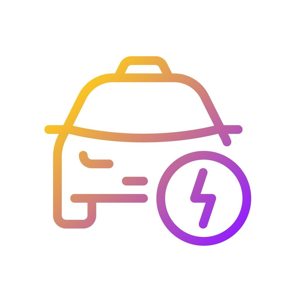 Taxi and lightning pixel perfect gradient linear ui icon. Potential danger. Notification for passenger. Line color user interface symbol. Modern style pictogram. Vector isolated outline illustration
