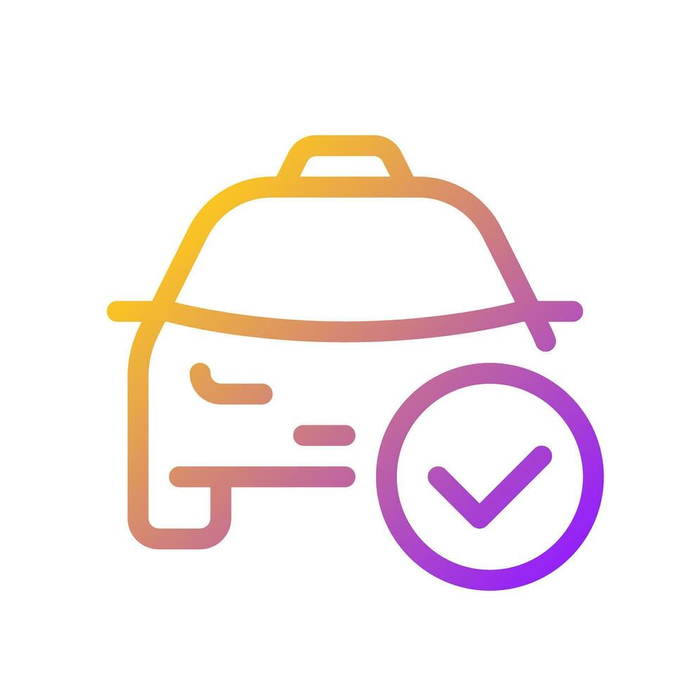 Approved taxi order pixel perfect gradient linear ui icon. Car arriving notification. Digital service. Line color user interface symbol. Modern style pictogram. Vector isolated outline illustration