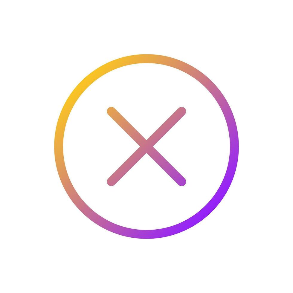 Cross in circle pixel perfect gradient linear ui icon. Cancel button. Customer choice on website. Line color user interface symbol. Modern style pictogram. Vector isolated outline illustration