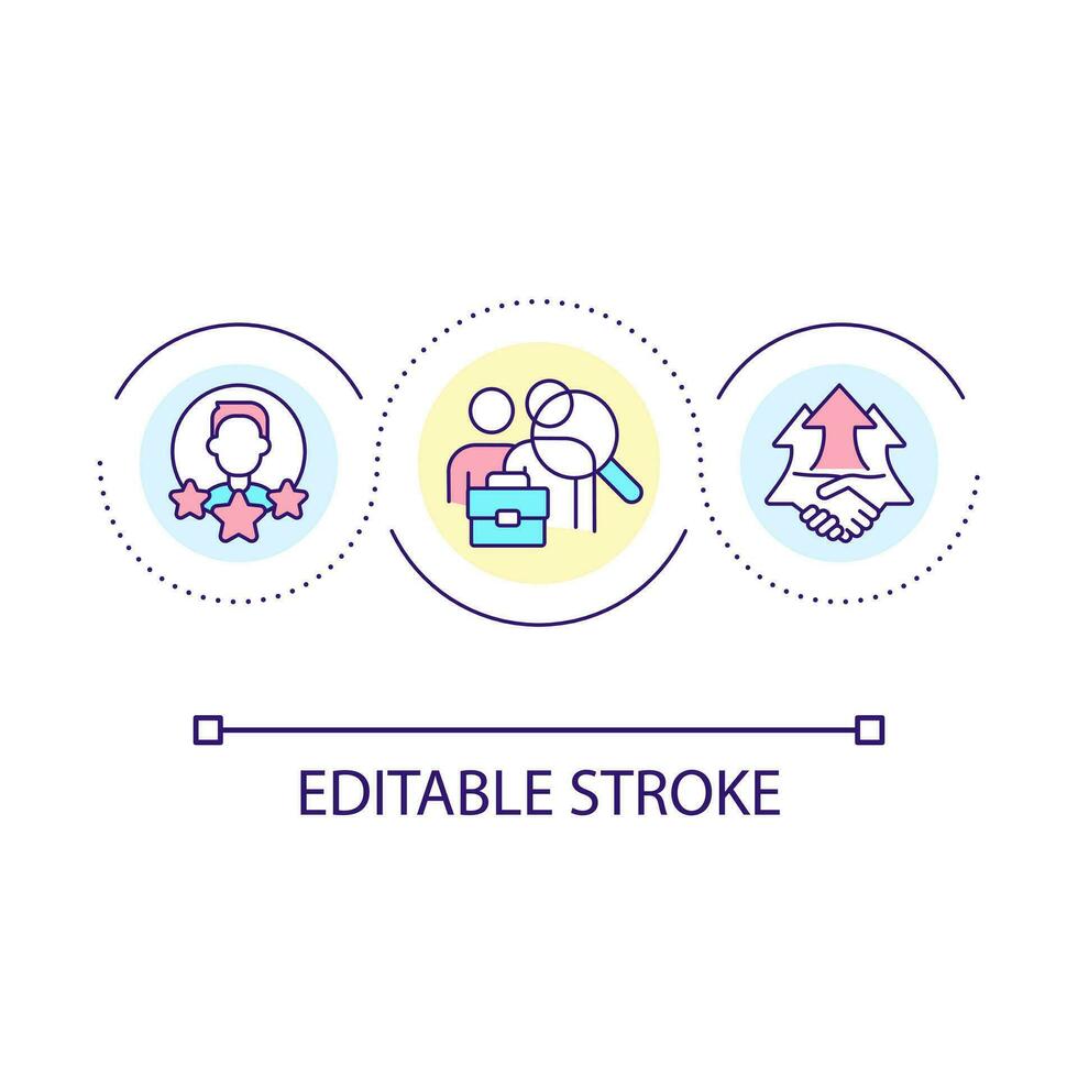 Revenue impact of high quality employees loop concept icon. Improve customer experience tip abstract idea thin line illustration. Isolated outline drawing. Editable stroke vector