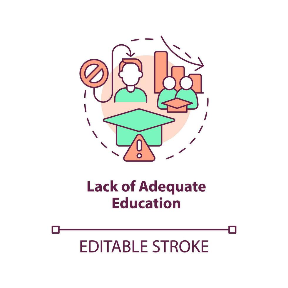 Lack of adequate education concept icon. Challenge for inclusive development abstract idea thin line illustration. Isolated outline drawing. Editable stroke vector
