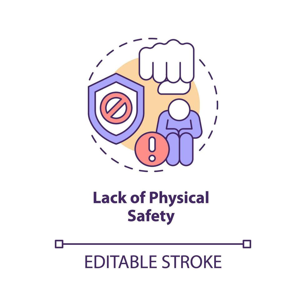 Lack of physical safety concept icon. Driving force of contemporary slavery abstract idea thin line illustration. Isolated outline drawing. Editable stroke vector