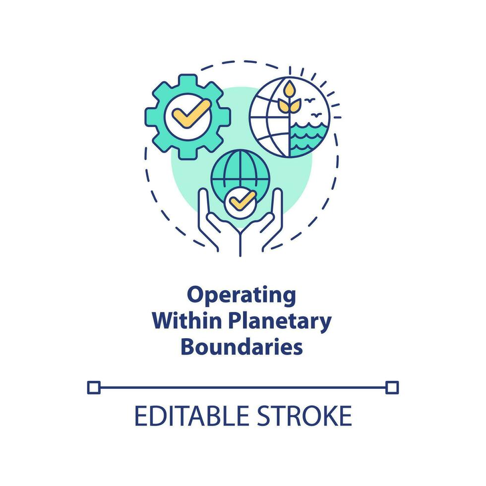Operating within planetary boundaries concept icon. Attribute of inclusive growth abstract idea thin line illustration. Isolated outline drawing. Editable stroke vector