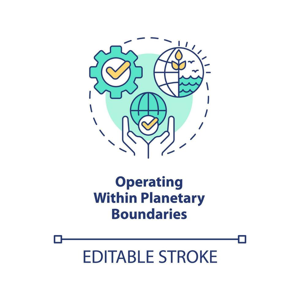 Operating within planetary boundaries concept icon. Attribute of inclusive growth abstract idea thin line illustration. Isolated outline drawing. Editable stroke vector