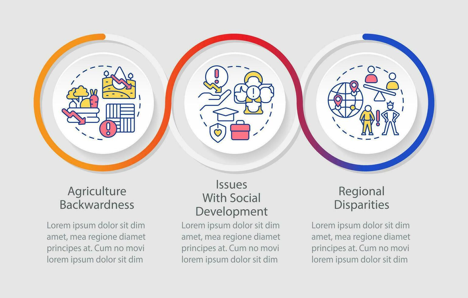Making growth inclusive problems loop infographic template. Fair economy challenge. Data visualization with 3 steps. Timeline info chart. Workflow layout with line icons vector