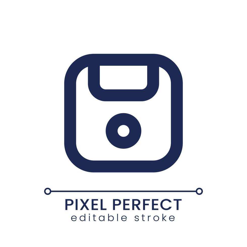 Save pixel perfect linear ui icon. Progress store. Keep work changes. Record information. Memory device. GUI, UX design. Outline isolated user interface element for app and web. Editable stroke vector