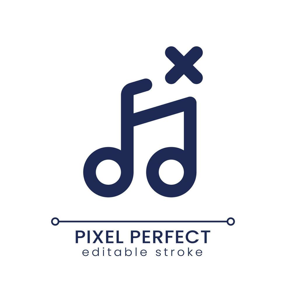 Remove audio track pixel perfect linear ui icon. Delete song from footage. Create video. Rejected sound file. GUI, UX design. Outline isolated user interface element for app and web. Editable stroke vector