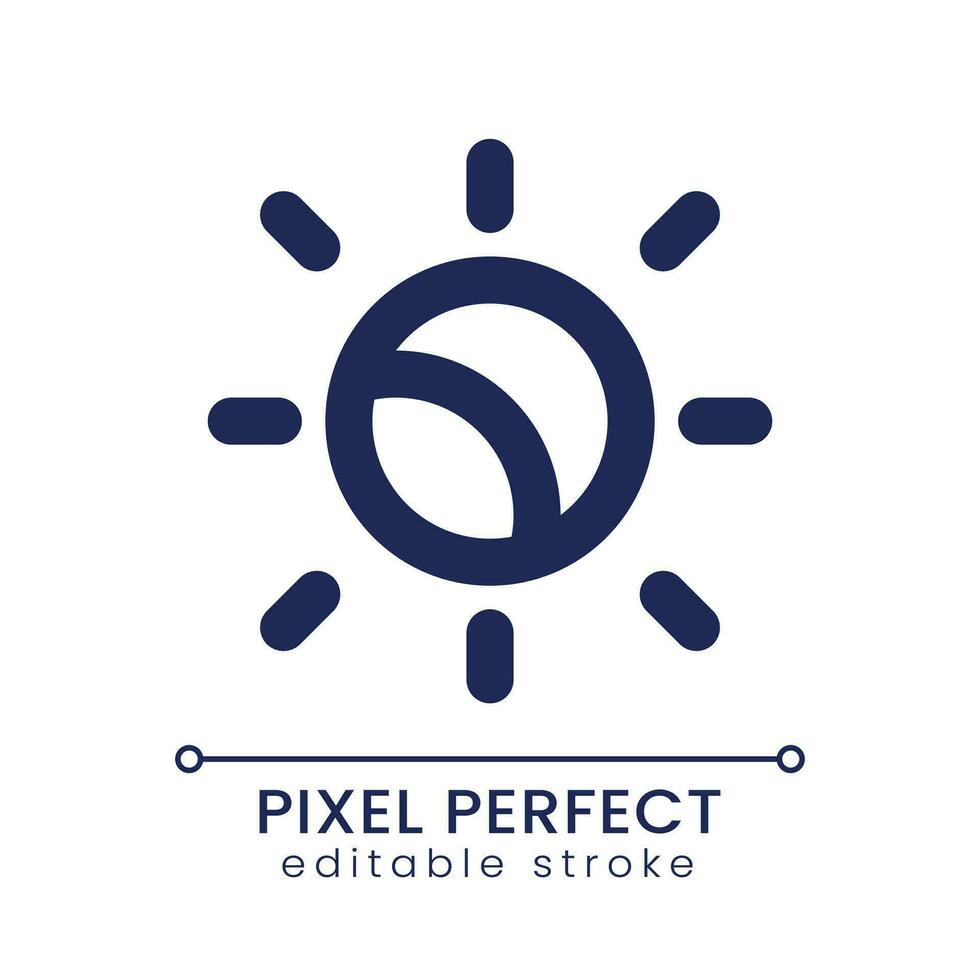 Lightness level pixel perfect linear ui icon. Color scale. Adjust video lighting. Raise luminosity. GUI, UX design. Outline isolated user interface element for app and web. Editable stroke vector