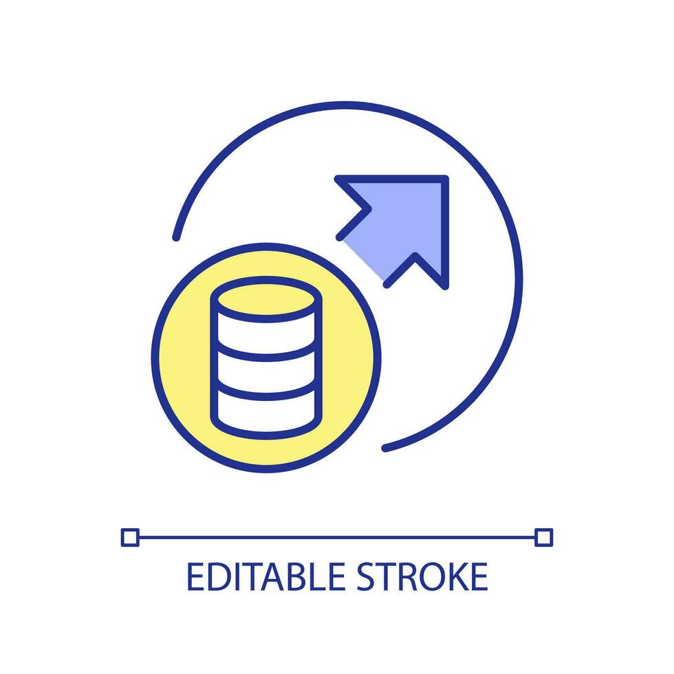 Database scalability RGB color icon. Expand system capacity. Web development. Cloud storage advantage. Isolated vector illustration. Simple filled line drawing. Editable stroke