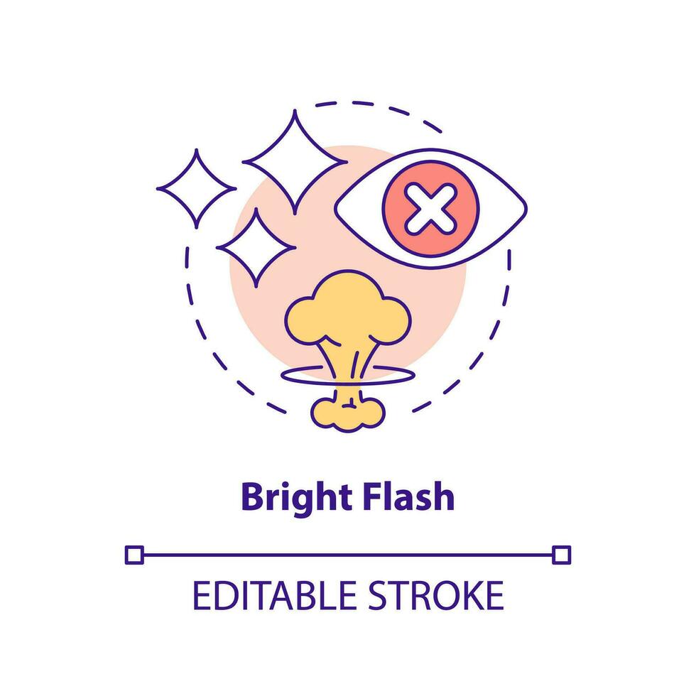 Bright flash concept icon. Beware of hazard. Nuclear explosion danger abstract idea thin line illustration. Isolated outline drawing. Editable stroke vector