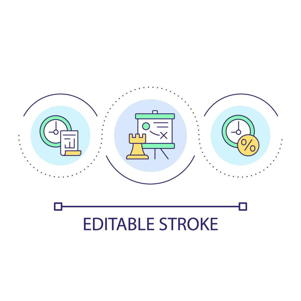 Hedging approach for business loop concept icon. Risk management strategy. Maturity matching abstract idea thin line illustration. Isolated outline drawing. Editable stroke vector