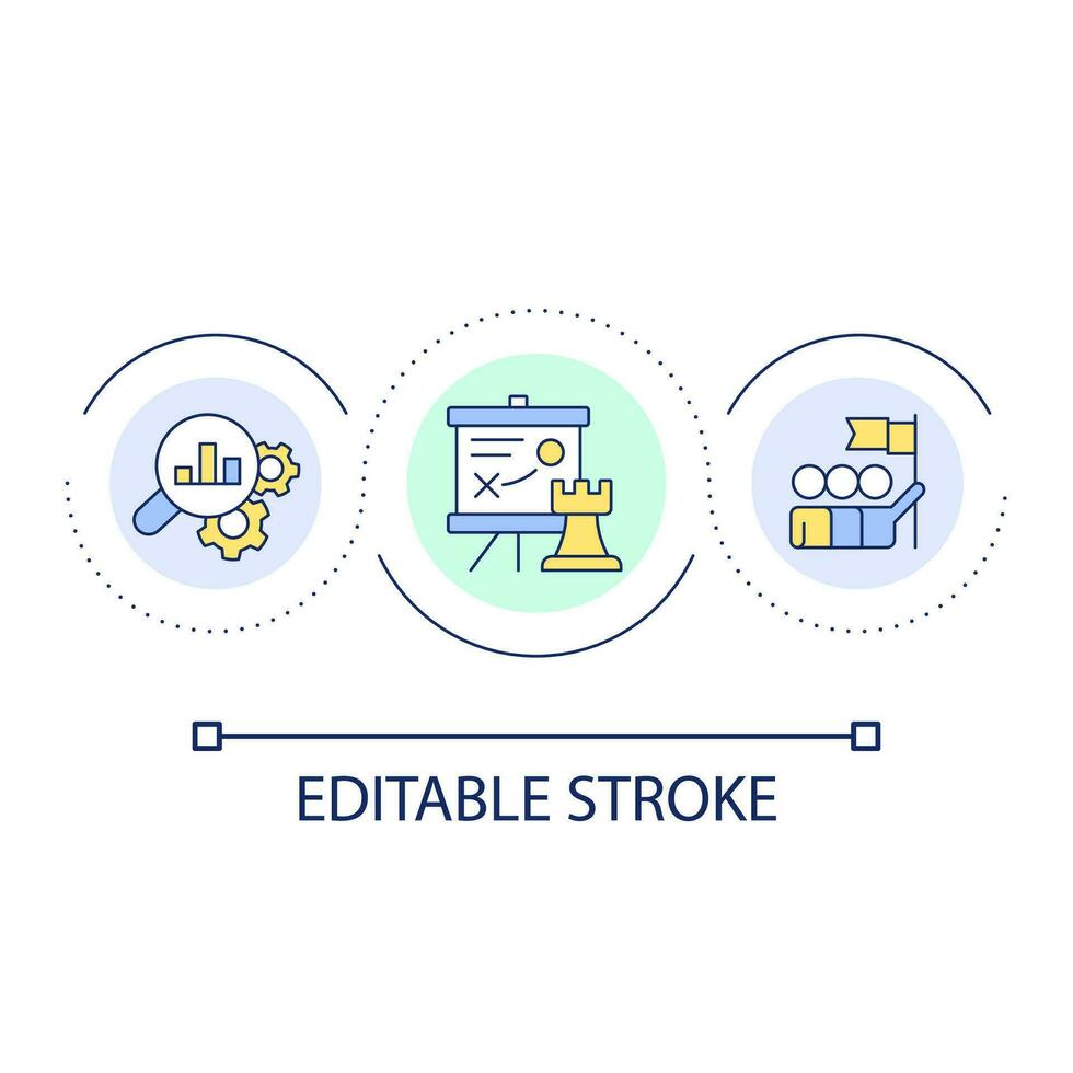Business strategy loop concept icon. Setting goals for team. Analysis and forecasting abstract idea thin line illustration. Isolated outline drawing. Editable stroke vector