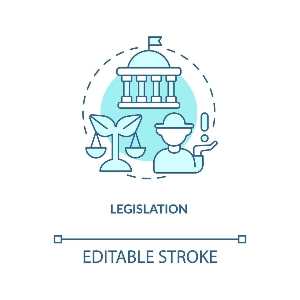 Farming legislation turquoise concept icon. Agronomy laws regulation. Farm rules abstract idea thin line illustration. Isolated outline drawing. Editable stroke vector