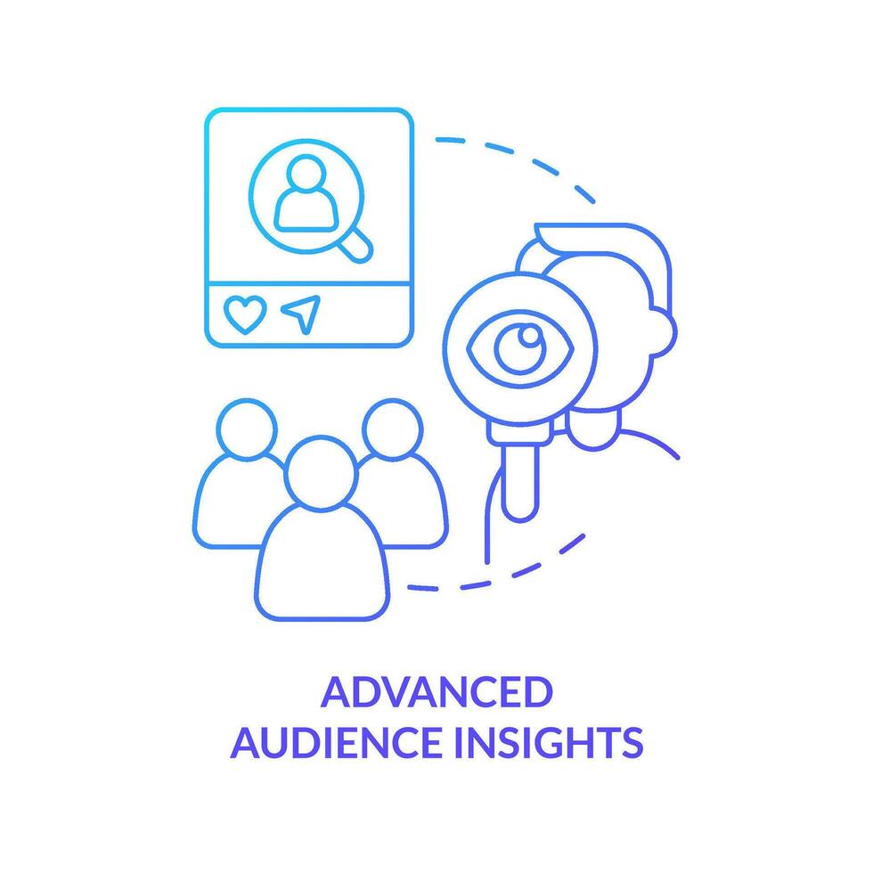 Advanced audience insights concept blue gradient icon. Research target clients. Digital marketing analytic abstract idea thin line illustration. Isolated outline drawing vector