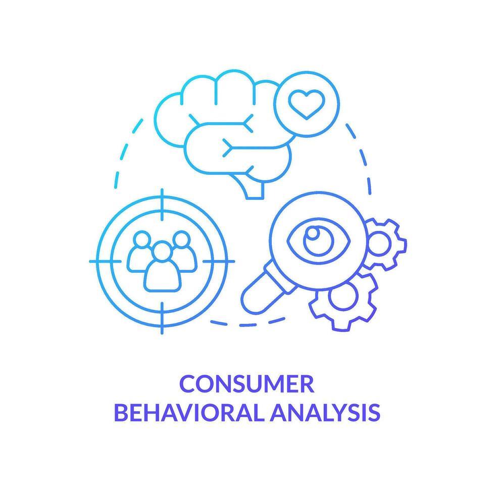 Consumer behavioral analysis concept blue gradient icon. Target audience research. Psychology marketing abstract idea thin line illustration. Isolated outline drawing vector