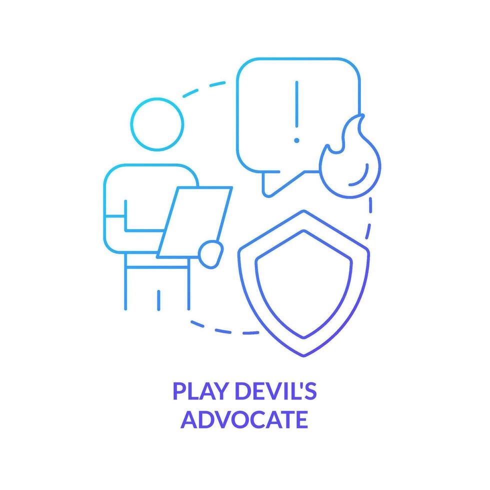 Play devil advocate concept blue gradient icon. Take opposing viewpoint. Deal with untypical issues abstract idea thin line illustration. Isolated outline drawing vector