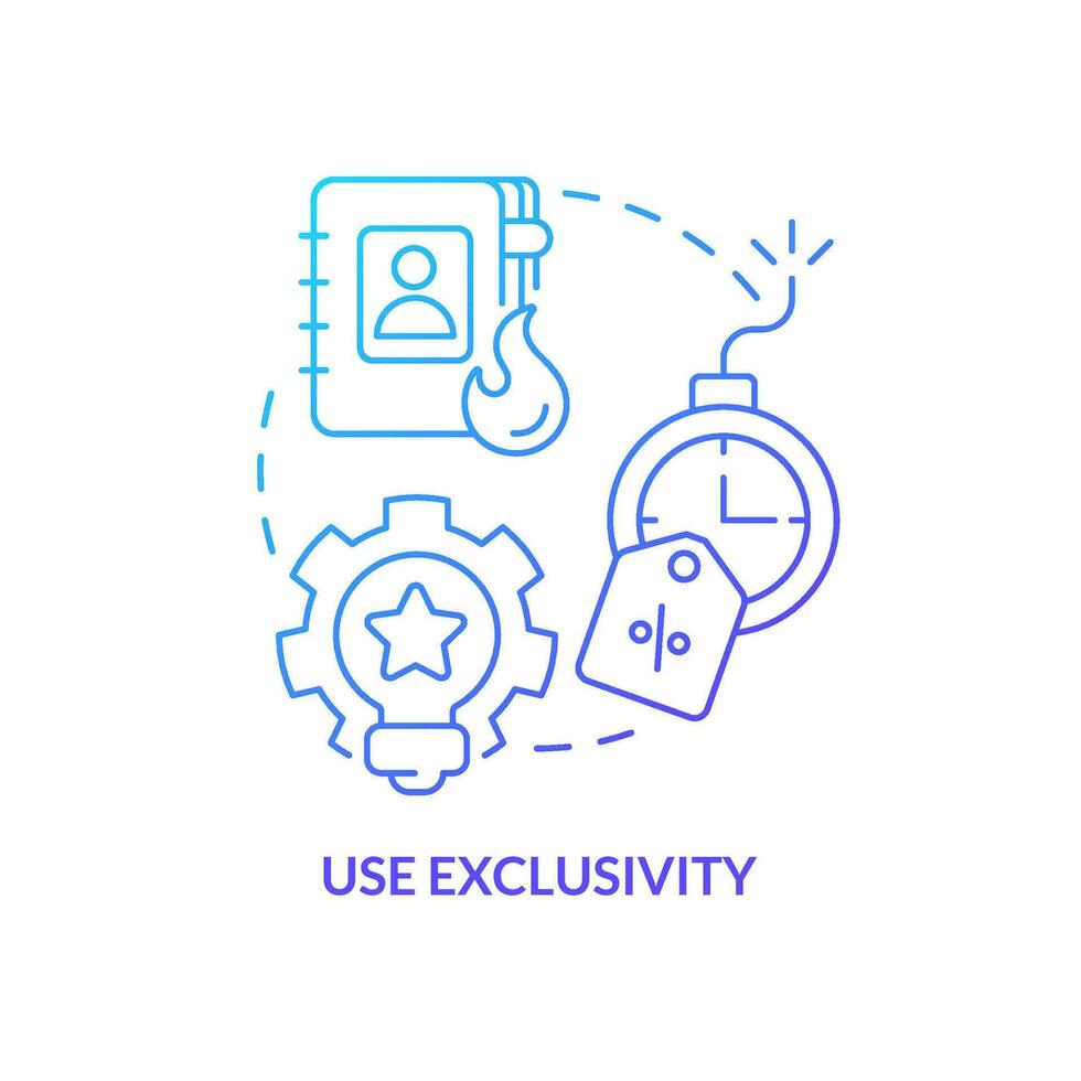 Use exclusivity concept blue gradient icon. Special propositions. Impact consumer behaviour. Clients loyalty abstract idea thin line illustration. Isolated outline drawing vector