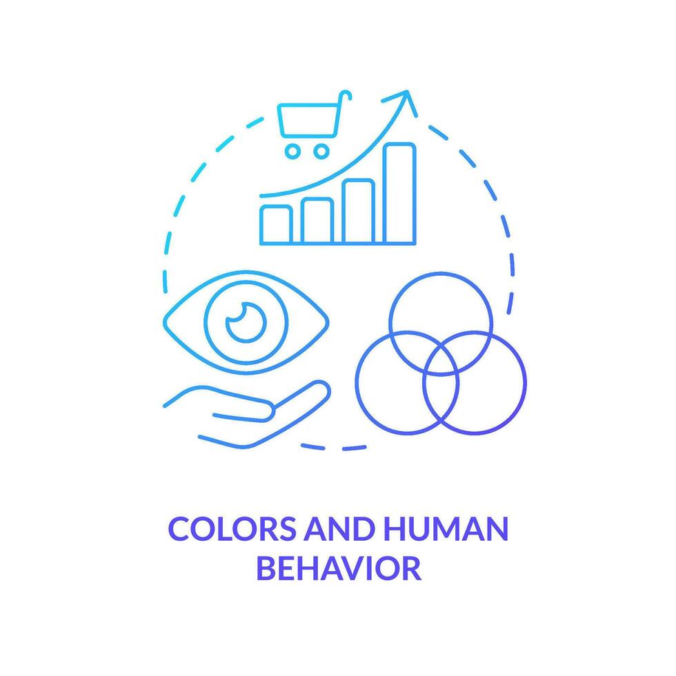 Colors and human behavior concept blue gradient icon. Psychology marketing tactic. Influence buyer decision abstract idea thin line illustration. Isolated outline drawing vector