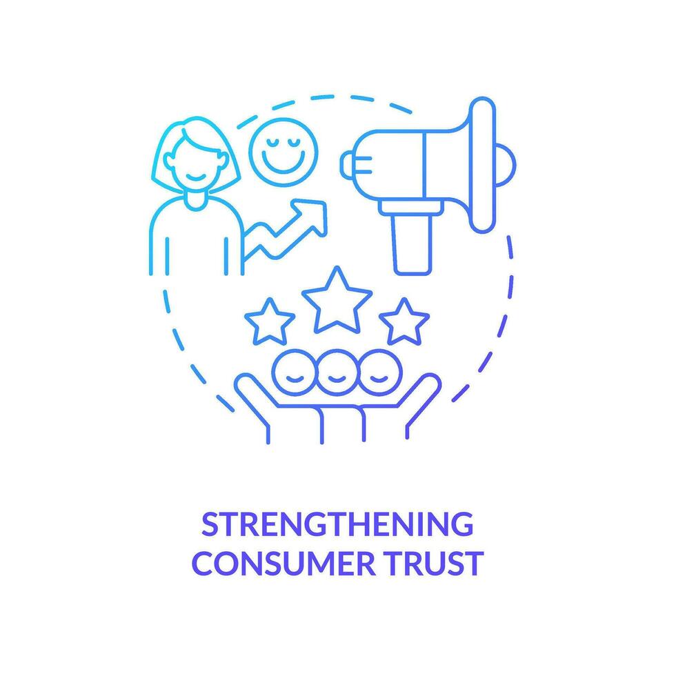 Strengthening consumer trust concept blue gradient icon. Improve brand loyalty. Building company reputation abstract idea thin line illustration. Isolated outline drawing vector