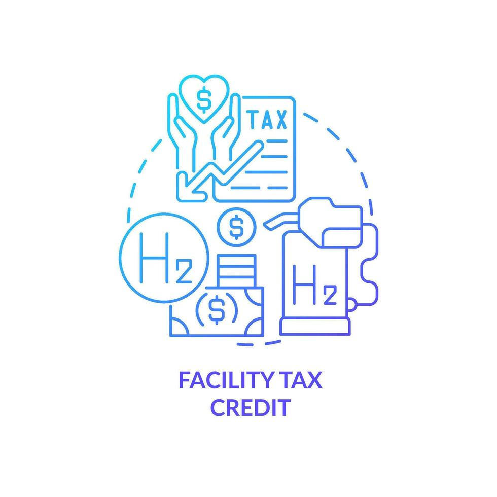 Facility tax credit blue gradient concept icon. Setting of hydrogen stations encouragement abstract idea thin line illustration. Isolated outline drawing vector
