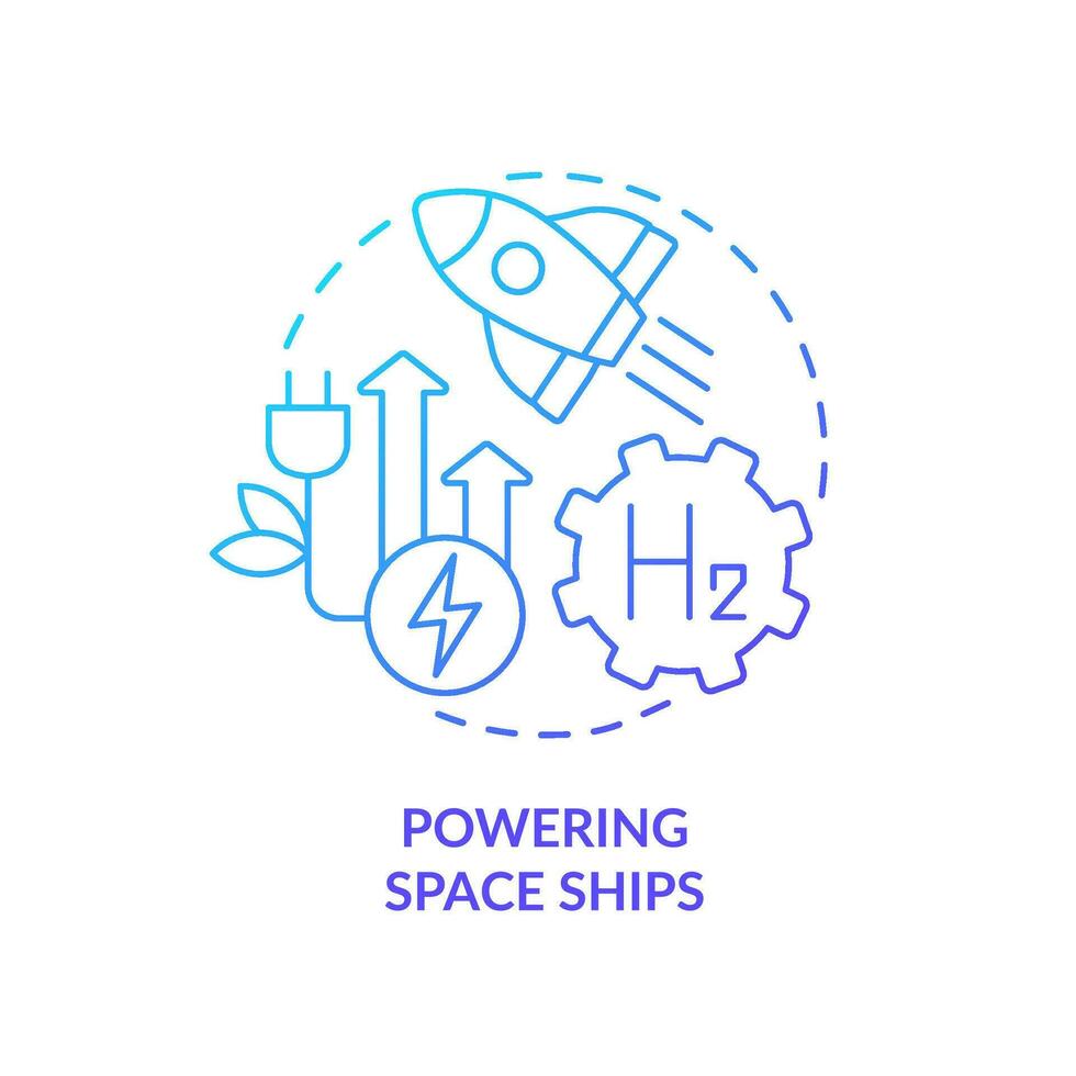 Powering spacecraft blue gradient concept icon. Green fuel. Advantage of hydrogen energy usage abstract idea thin line illustration. Isolated outline drawing vector