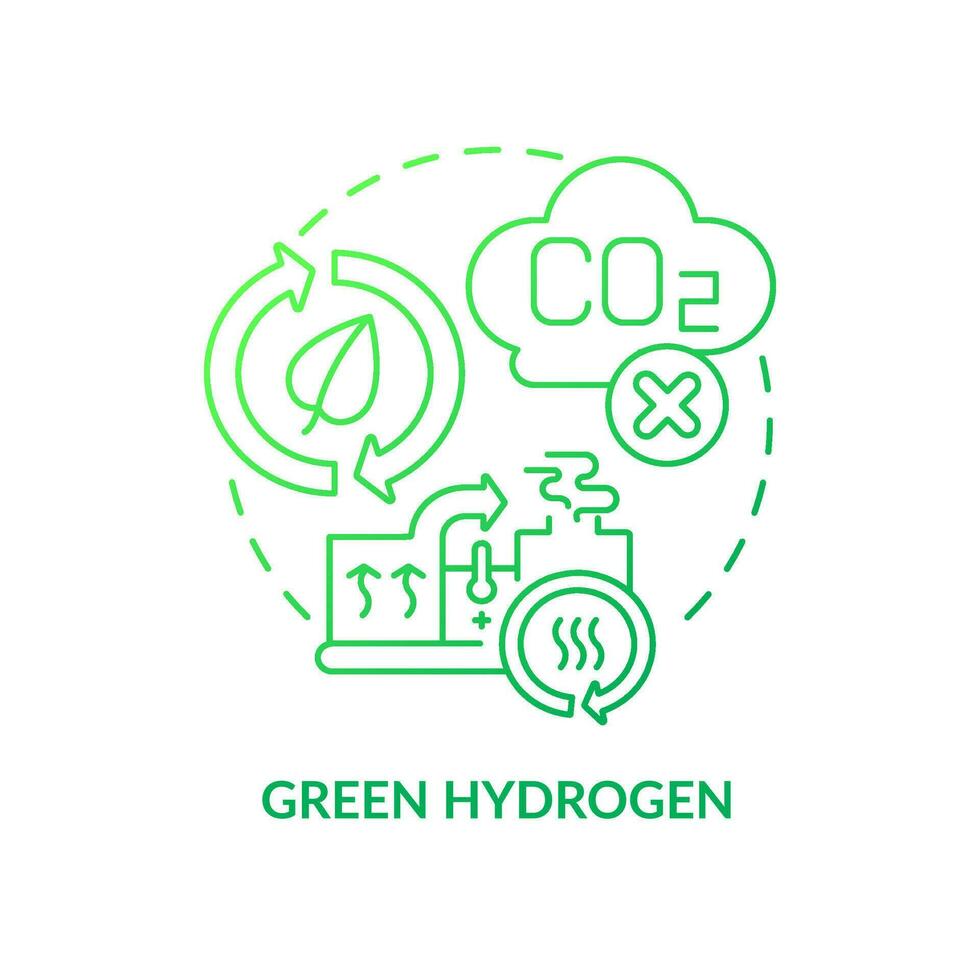 Eco hydrogen green gradient concept icon. Renewable fuel production. Reduce emissions. Clean energy source abstract idea thin line illustration. Isolated outline drawing vector