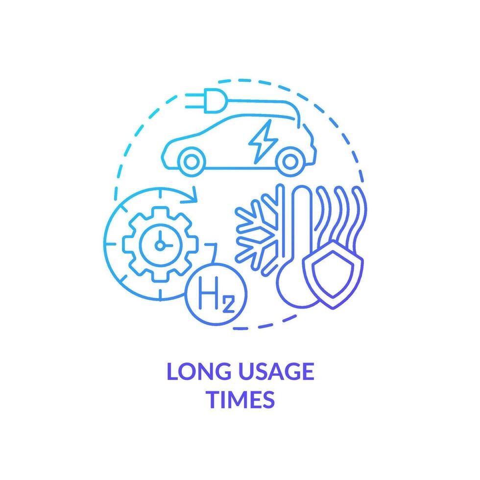 Long usage times blue gradient concept icon. Carbon free economy. Renewable power. Hydrogen benefit abstract idea thin line illustration. Isolated outline drawing vector