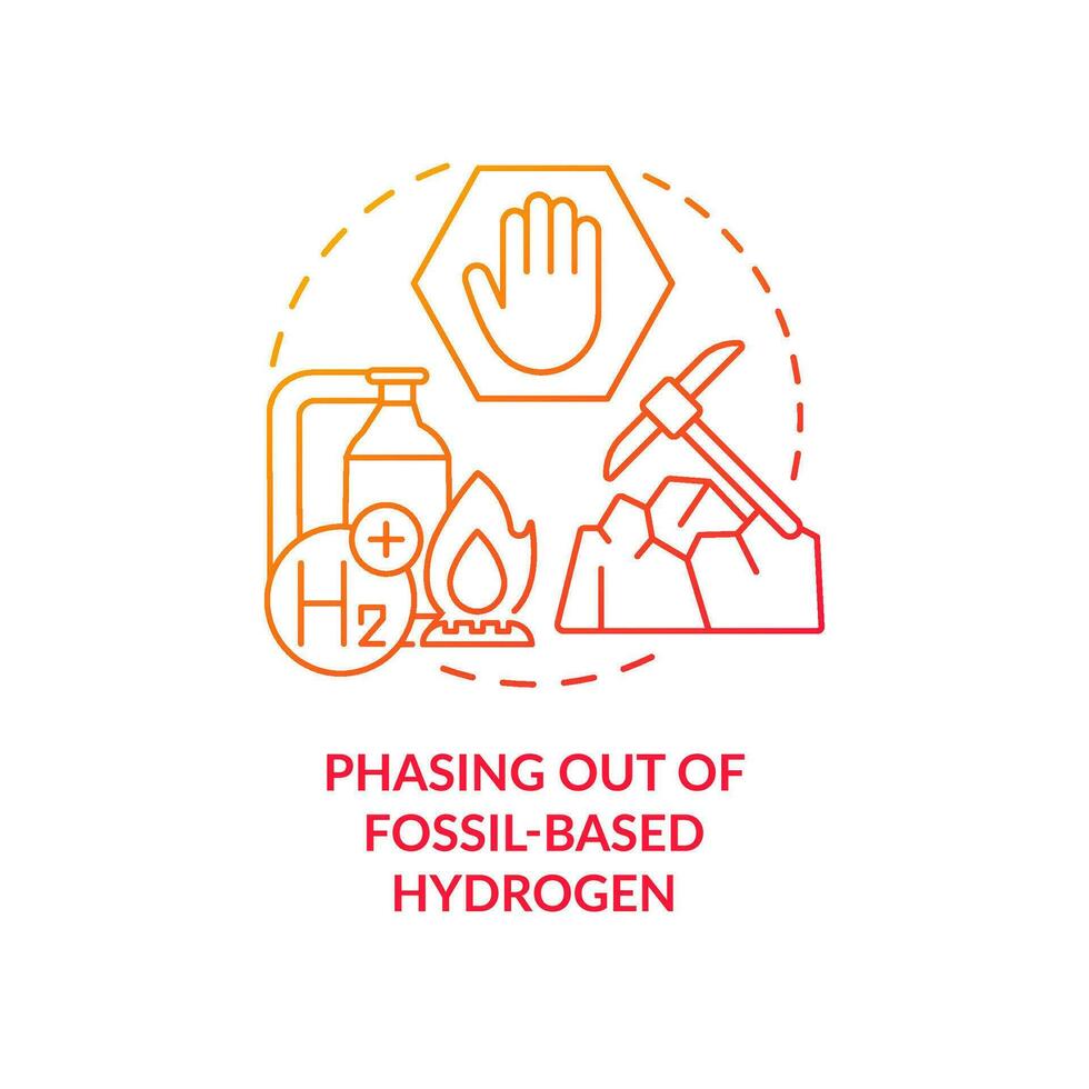 Phasing out of fossil red gradient concept icon. Clean power source. Zero carbon energy industry abstract idea thin line illustration. Isolated outline drawing vector