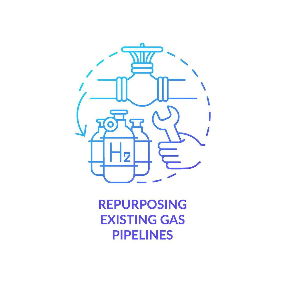 Repurpose existing gas pipelines blue gradient concept icon. Adjustment. Renewable energy equipment abstract idea thin line illustration. Isolated outline drawing vector