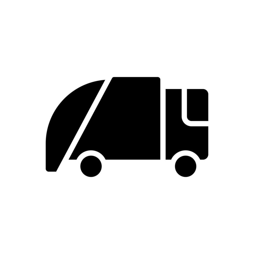 Waste disposal black glyph icon. Garbage management. Transportation of trash to landfill. Public utility. Silhouette symbol on white space. Solid pictogram. Vector isolated illustration