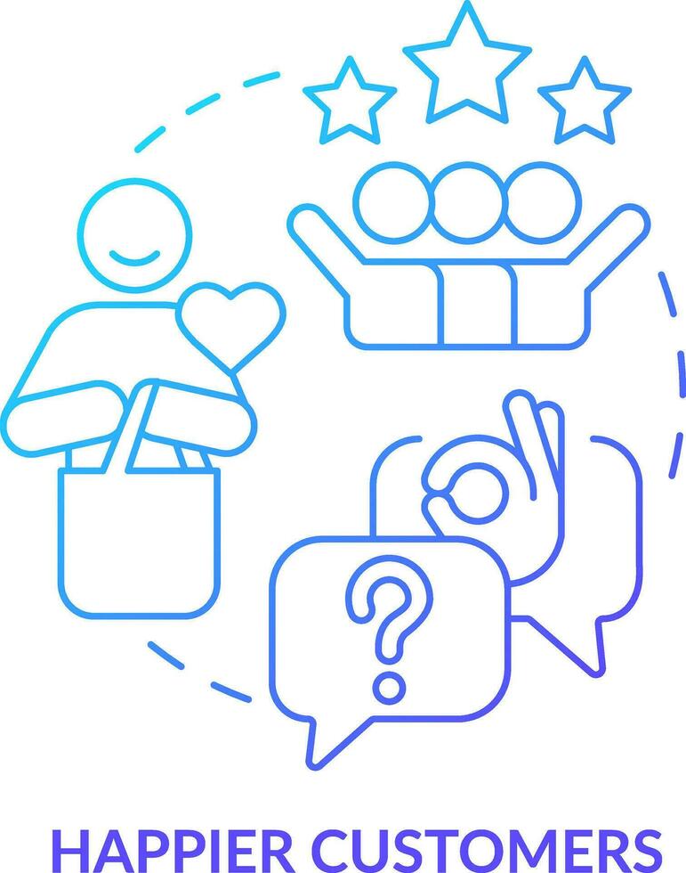 Happier customers blue gradient concept icon. Satisfaction level. Tracking customer engagement abstract idea thin line illustration. Isolated outline drawing vector