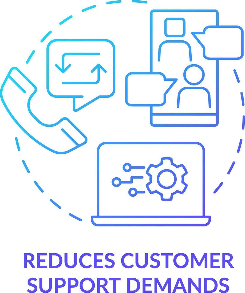 Reduces customer support demand blue gradient concept icon. Client engagement platform importance abstract idea thin line illustration. Isolated outline drawing vector