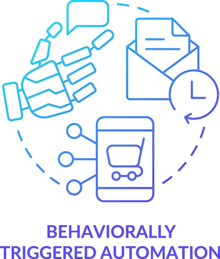 Behaviorally triggered automation blue gradient concept icon. Customer engagement platform feature abstract idea thin line illustration. Isolated outline drawing vector