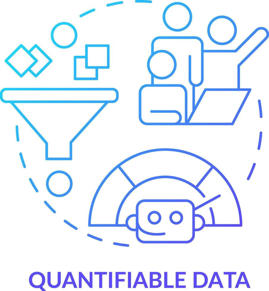 Quantifiable data blue gradient concept icon. Automation. Advantage of digital engagement abstract idea thin line illustration. Isolated outline drawing vector