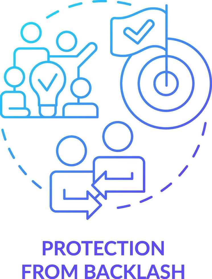 Protection from backlash blue gradient concept icon. Relationship. Advantage of digital engagement abstract idea thin line illustration. Isolated outline drawing vector