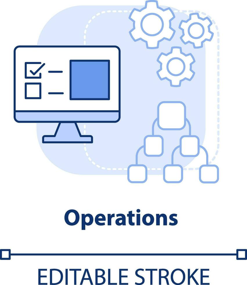 operaciones ligero azul concepto icono. tecnología. elemento de suministro cadena administración resumen idea Delgado línea ilustración. aislado contorno dibujo. editable carrera vector