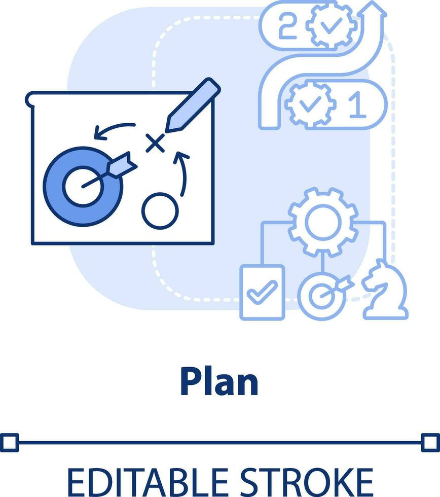 Plan light blue concept icon. Control processes. Component of supply chain management abstract idea thin line illustration. Isolated outline drawing. Editable stroke vector