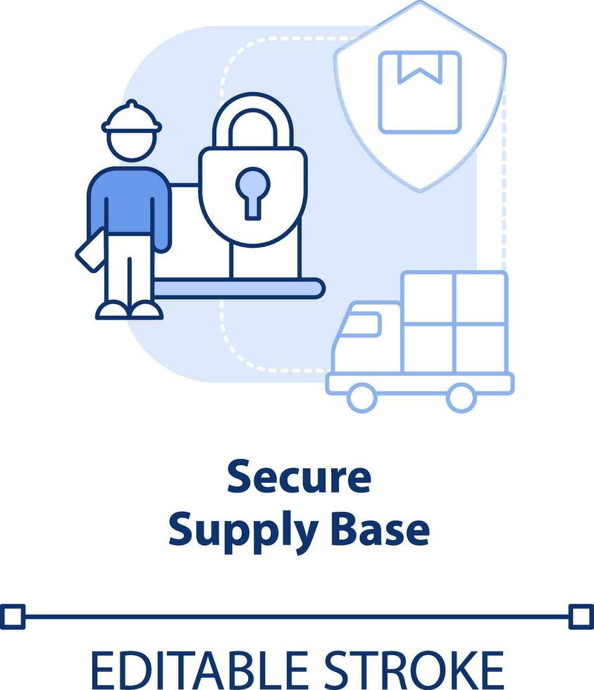 Secure supply base light blue concept icon. Business safety. Immediate attention area abstract idea thin line illustration. Isolated outline drawing. Editable stroke vector