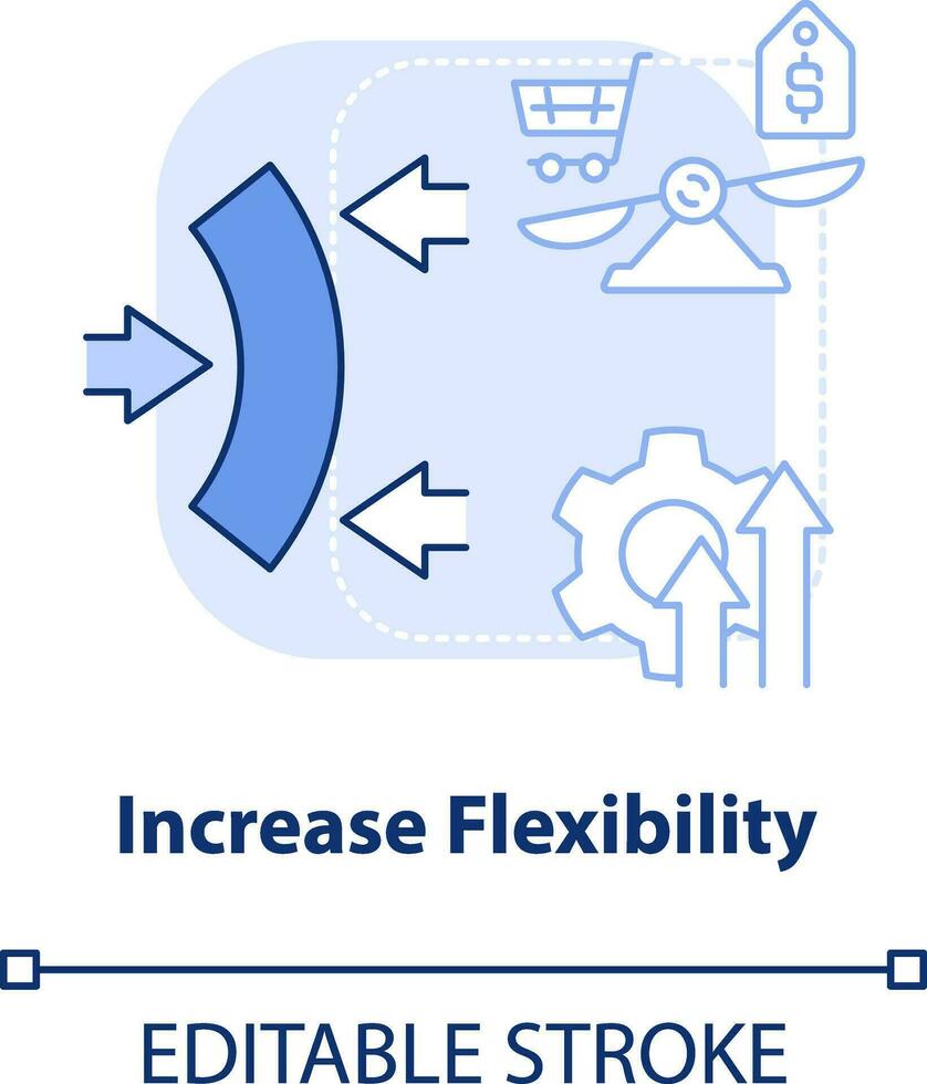 incrementar flexibilidad ligero azul concepto icono. direccionamiento codicioso impacto en logística resumen idea Delgado línea ilustración. aislado contorno dibujo. editable carrera vector