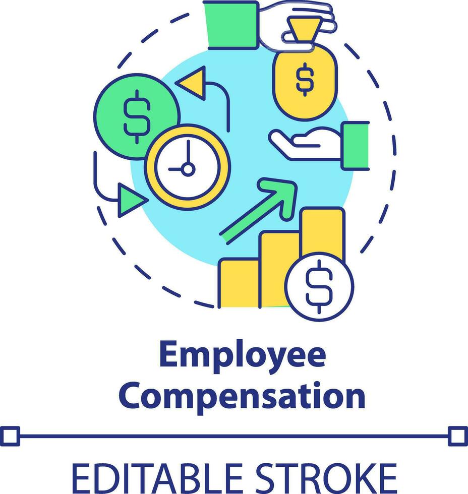 Employee compensation concept icon. Ethical company behavior abstract idea thin line illustration. Wages and benefits. Isolated outline drawing. Editable stroke vector