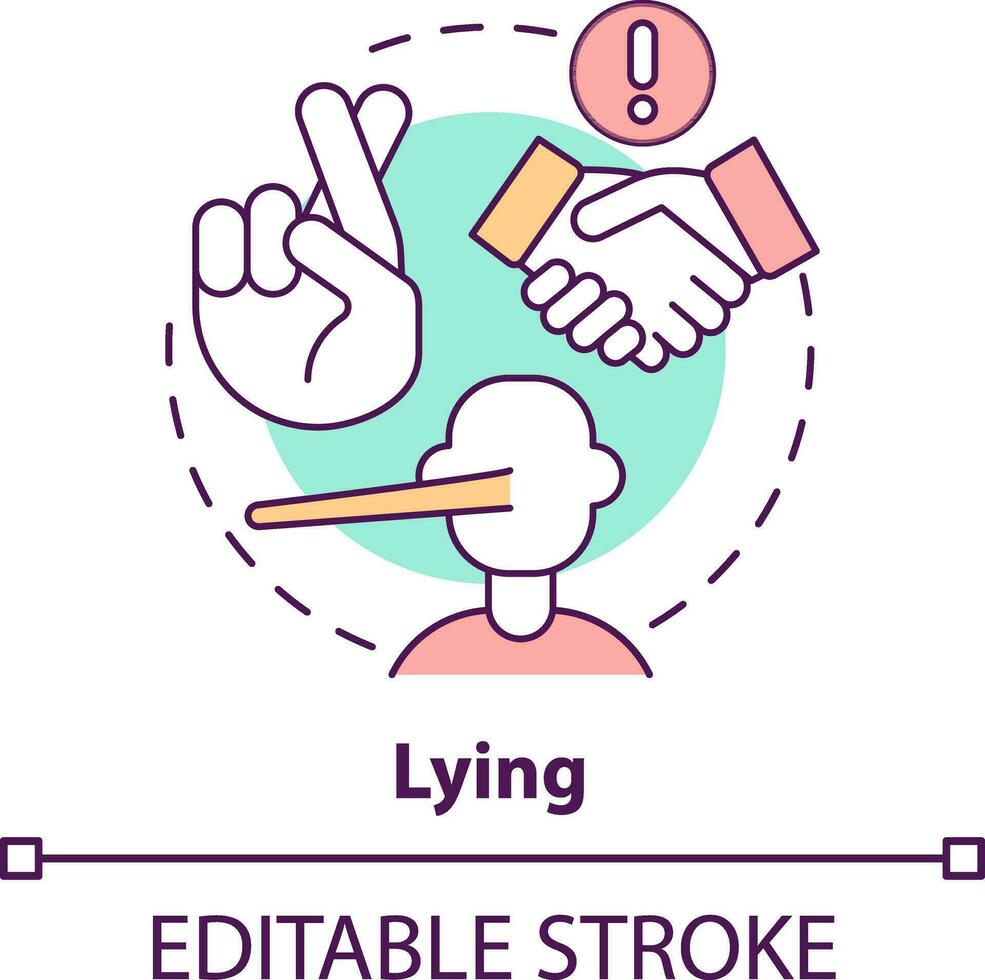 Lying concept icon. Unethical organizational behavior abstract idea thin line illustration. Morally wrong action. Isolated outline drawing. Editable stroke vector