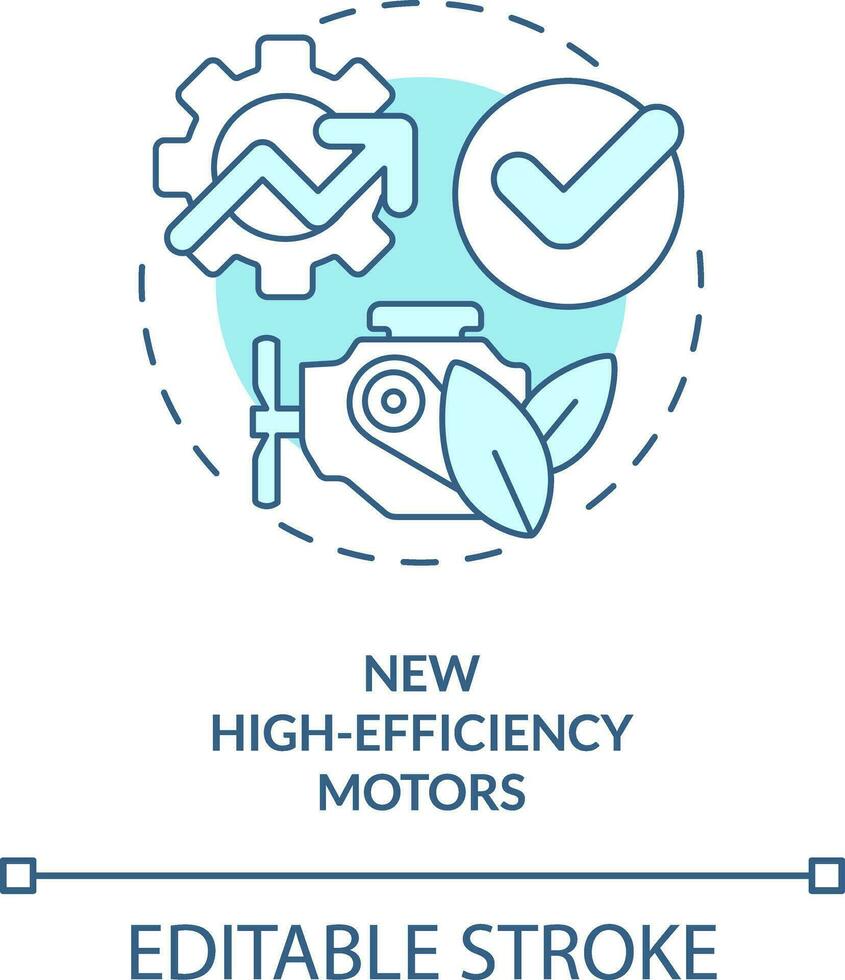 New high efficiency motors turquoise concept icon. Farm energy efficiency abstract idea thin line illustration. Isolated outline drawing. Editable stroke vector
